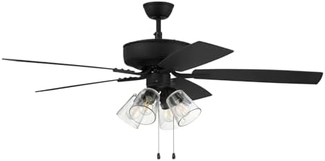 Craftmade P104ESP5-52ESPWLN Pro Plus 52" Ceiling Fan with LED Lights & Pull Chain, 5 Reversible Espresso/Walnut MDF Blades, Espresso