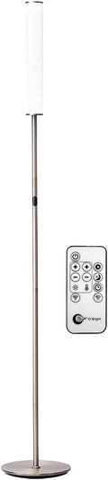 O’Bright LED Cylinder Floor Lamp with Remote Control, Full Range Dimming, Adjustable Color Temperature 3000K-6000K, Minimalist Standing Lamps for Living Room, Bedrooms and Office, Brushed Nickel