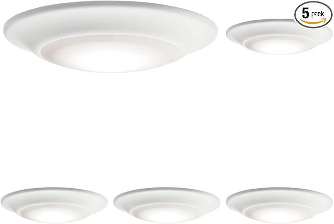Kichler Gen 1 LED Downlight in White, 6” Ceiling Flush Mount Interior Dimmable Light, 3000K, (6” x 1.5”), 43878WHLED27 (Pack of 5)