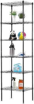 PayLessHere | 6-Tier Wire Shelf | 17"x12"x64" | Black | Adjustable Racks | Heavy-Duty Storage Shelves, Holds Upto 600 lbs | Rust-Resistant, No-Tool Assembly | for Home, Garage Shelving