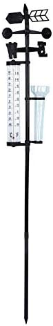 Weather Station, 3 in 1 Yard Weather Indicator with Wind Direction Arrow, Rain Garden Thermometer for Precipitation