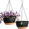 13 Inch Large Self Watering Hanging Planters 2 Pack with Saucers
