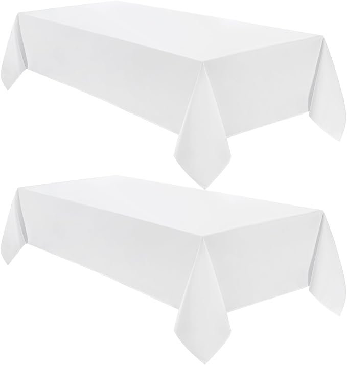 VidaFete Tablecloth 60 * 102inch 2pack Rectangle Table Cloth Polyester, Stain Wrinkle Resistant Dining Table Cover for Kitchen Dinning Party Wedding Rectangular Tabletop Buffet Decoration(White)