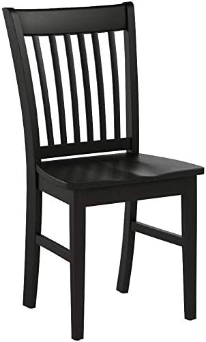 East West Furniture NFC-BLK-W Norfolk Dining Chairs - Slat Back Wood Seat Kitchen Chairs, Set of 2, Black