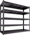 Extra Large 84" Hx 62.12" Wide x 24" D Adjustable Industrial Metal/Steel 5-Shelf-Storage-Rack Heave Duty Utility Tall Garage/Warehouse Shelving Shelves Unit/System for Bin/Shed, Black