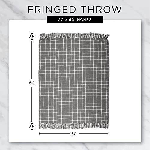 DII Transitional Checked Plaid Woven Throw, 50x60, Barn Red - color: Barn Red, size: 50x60"