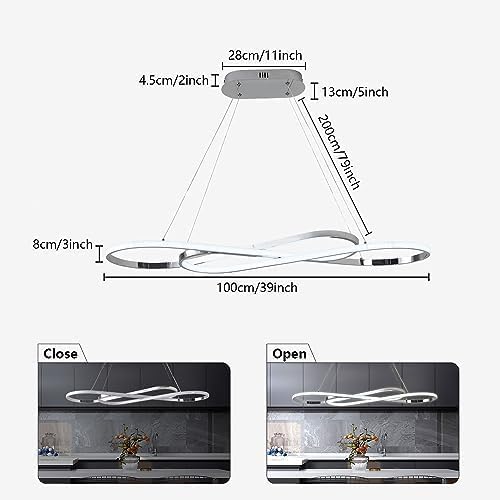 Modern Chandelier,Led Chandelier for Kitchen Island Lighting,Modern Led Pendant Light for Kitchen Island Chandelier Over Table,Dimmable Modern Chandeliers for Dining Room Light Fixture with Remote