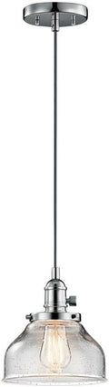 KICHLER Avery 8.5" 1 Light Bell Mini Pendant with Clear Seeded Glass Chrome