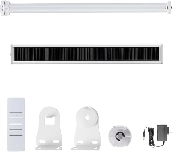 Solar Powered Motorized Roller Shade Kit for 1.5" Tube (38mm) | Rechargeable Electric Blind Motor with Remote | Wireless DIY Retrofit Driver | 2600mAh Battery (2.0 N.m Torque)