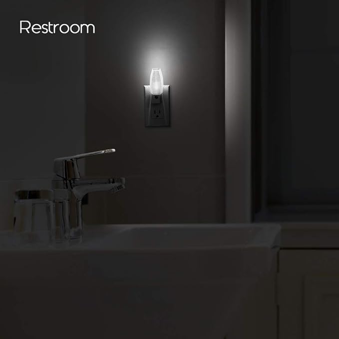 Emotionlite Plug in Night Light, Neutral White LED Nightlight, Dusk to Dawn Sensor, Kids, Nursery, Bedroom, Bathroom,Hallway, Stairs, Kitchen, 6 Pack