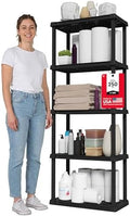 IRIS USA Plastic Storage Shelves |Made in USA| 64"H x 24"W x 12"D - Black