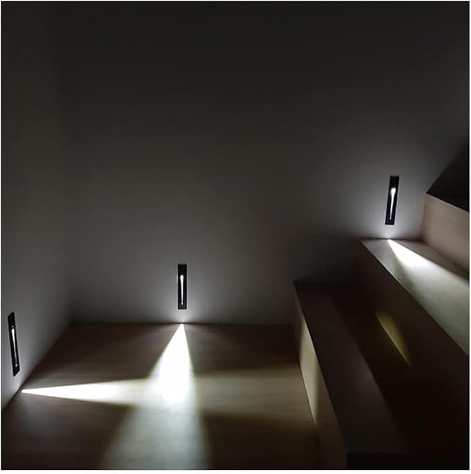 5Pcs Motion Sensor Stair Lights Embedded LED Step Lights, 3W AC85-265V Waterproof Recessed Light Fixtures for House/Wall Cavity/Hallway/Stair/Corner/Decks 3000K Sand Black