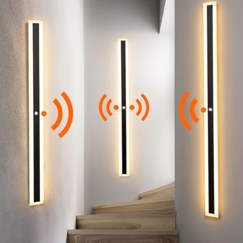 Modern LED Indoor Wall Light with Motion Sensor, Adjustable 3000K/4500K/6000K, Rectangular Aluminum Sconces for Cabinet, Wardrobe, Office, Bedroom, Corridor Lighting