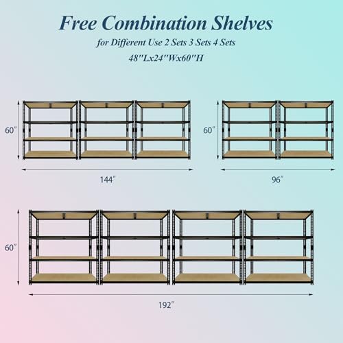 Heavy Duty Garage Storage Shelves, 4-Tier Adjustable Storage Shelving Unit