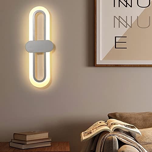 Bedroom Bedside Modern Minimalist Living Room Background Wall Led Three-Color Light-Changing Wall Lamp Simple Aisle Balcony Lamp(White,Warm(2700-3500K))