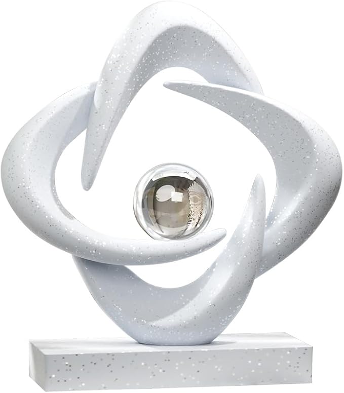 Abstract Art Sculpture, Resin Gold Decorative Statue, Modern White Ornaments for Living Room, Decorativas Modernas for Coffee Table/Entryway/Office Collectibles (Sandstone)