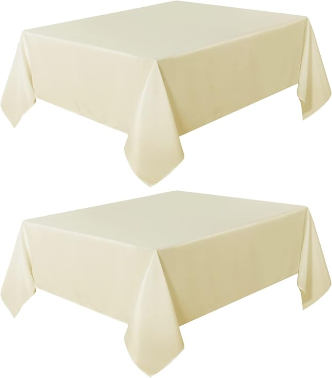 sancua 2 Pack Beige Tablecloth 54 x 54 Inch, Stain and Wrinkle Resistant Square Table Cloth - Washable Polyester Table Cover for Dining Tables, Buffet Parties and Camping