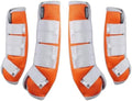 Harrison Howard Horse Fly Boots Leg Guards Fly Boots Protection Set of 4 Orange Full Size