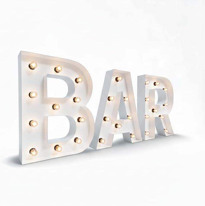 NEONSIGN Premium White Metal Marquee Letters for Wall Decor - 1.5ft to 4ft Large Light Up Alphabet & Numbers - Vintage Industrial LED Sign for Wedding, Party, Business Logo & Home Bar (48 INCHES)