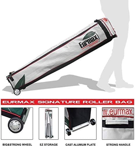 Eurmax USA Printed 5x5 Flat Top Pop Up Canopy Tent Commercial Instant Canopies with Heavy Duty Roller Bag,Bonus 4 Sand Weights Bags (Flat Printed Black)