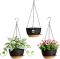 8 Inch Self Watering Hanging Planters Set of 3 with Saucers