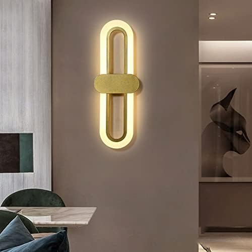 Bedroom Bedside Modern Minimalist Living Room Background Wall Led Three-Color Light-Changing Wall Lamp Simple Aisle Balcony Lamp(Gold,Cool(5500-7000K))