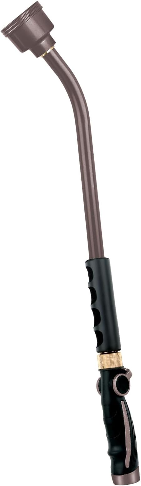 RESTMO Long Watering Wand, 24 Inches Gentle Soft Full Shower Sprayer Wand with Thumb Flow Control, Heavy Duty Metal Hose Wand for Hanging Baskets, Shrubs, Plants, Flowers, Garden and Lawn, Bronze