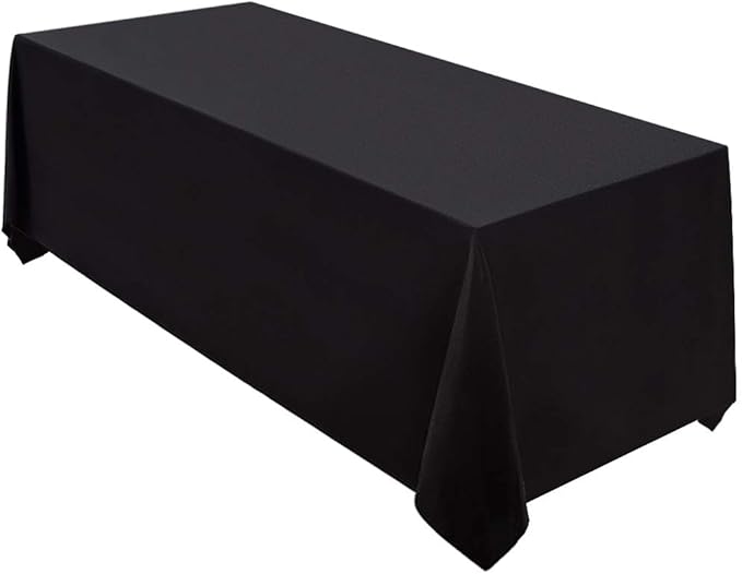 Surmente Black Tablecloth 90 x 156-inch Rectangular Polyester Table Cloth for Weddings, Banquets, or Restaurants