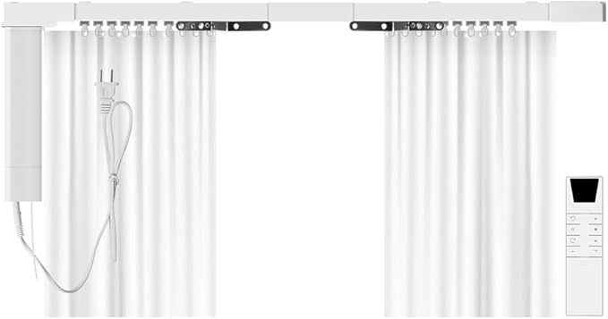 Motorized Curtain Rods with Remote | Matter-Certified WiFi Electric Curtains Compatible with Apple Home, Alexa, Google Assistant, SmartThings | Automatic Curtain Opener (5.1m (200.8inch))