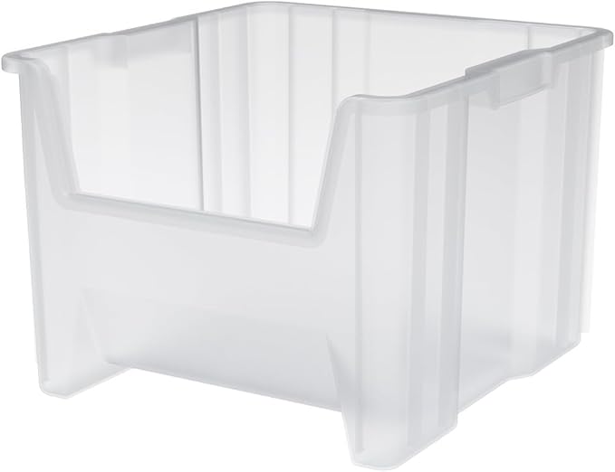 Akro-Mils 13018 Stak-N-Store Heavy Duty Stackable Open Front Plastic Storage Container Bin, (17-1/2-Inch x 16-1/2-Inch x 12-1/2-Inch), Clear, (2-Pack)