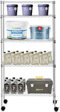 PayLessHere | 5-Tier Wire Shelf with Wheels | 14"x30"x60" | Chrome | Adjustable Racks | Heavy-Duty Storage Shelves, Holds Upto 220 lbs | Rust-Resistant, No-Tool Assembly | for Home, Garage Shelving