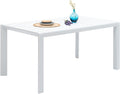 Outdoor Dining Table for 6, 60"x35" Patio Rectangular Dining Tables Powder-Coated Aluminum Table Top Heavy Duty Patio Furniture for Garden,White Frame