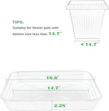 2 Pack Square Plant Saucer Tray 16 inch, Heavy Duty Plastic Plant Saucers for Indoors Outdoor, Flower Plant Drip Trays for Pots, Square Seed Starting Tray, Seedling Growing Trays