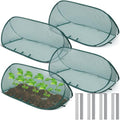 4 Sets 39" x 15" x 15" Pop up Garden Mesh Plant Cover Garden Rows Plants Cover with 24 Pcs Ground Nails Foldable Outdoor Protector Tent for Vegetables Fruits Seedlings Flowers from Animals