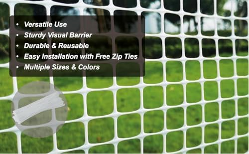 PotatoLife White Plastic Garden Fence, Hardware Mesh, 40'' x 50'