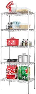 PayLessHere | 5-Tier Wire Shelf | 24"x14"x60" | Chrome | Adjustable Racks | Heavy-Duty Storage Shelves, Holds Upto 750 lbs | Rust-Resistant, No-Tool Assembly | for Home, Garage Shelving