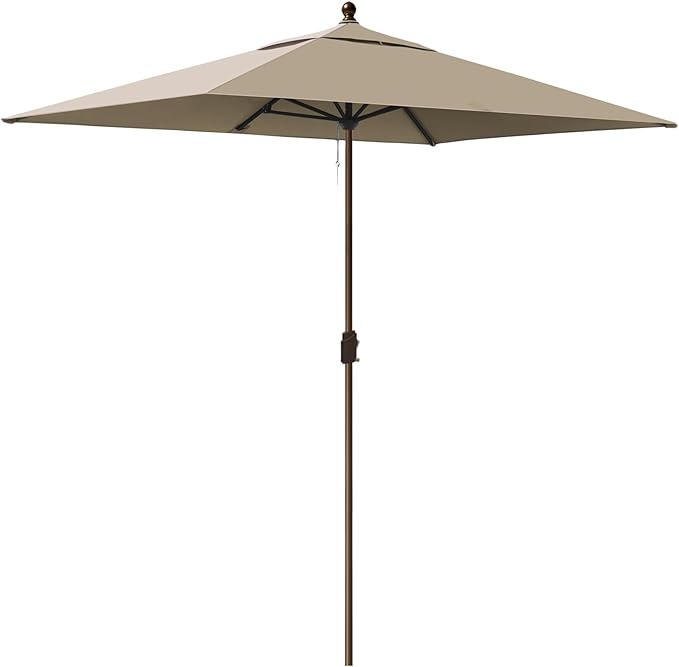 EliteShade USA 10-Year-Non-Fading 6.5x10Ft Rectangular Market Umbrella Patio Umbrella Outdoor Table Umbrella with Ventilation（Hrather Beige）