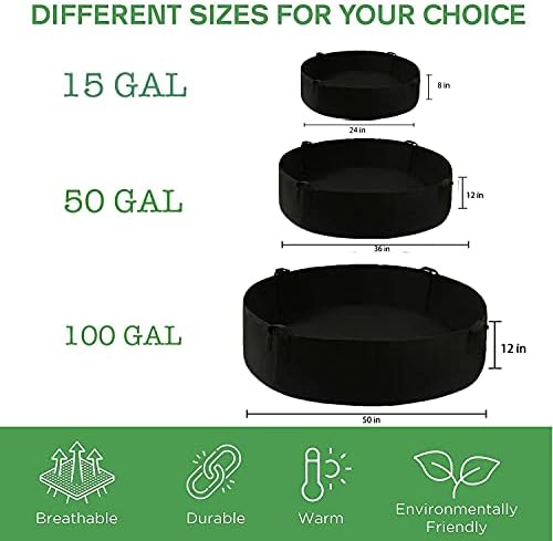 ZtohPyo 15 Gallon Plant Grow Bags, Round Fabric Raised Garden Beds Planter Pots with 2 Handles,Durable Breathe Cloth Planting Bed Gardening Container to Grow Vegetables for Outdoor Plants