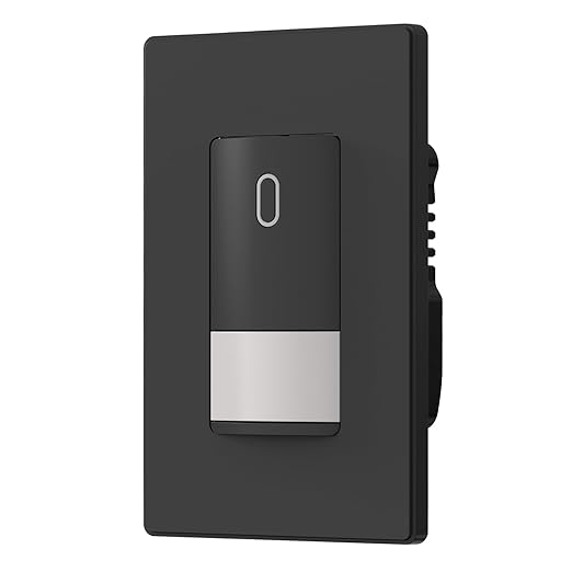 ELEGRP Matte Black Single Pole Occupancy Motion Sensor Light Switch, Need Neutral Wire, 120° Sensor Coverage PIR Infrared Motion Activated, for CFL/LED/MLV/INC/HAL/Fan, UL,1 Pack