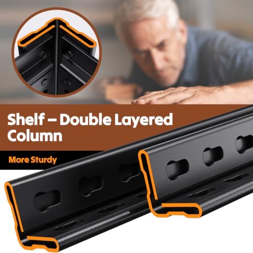 78 ''H Storage Shelves, 46‘’W Garage Shelving, Adjustable Garage Shelves, Heavy Duty Shelving,5 Tier Garage Storage Shelves,Easy-to-Install Metal Shelf Storage Rack Shelving Unit for Kitchen