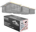 USA Based Overhead Garage Storage Rack, Connectable Heavy Duty Metal Ceiling Rails Garage Storage Organization Shelving System, Hanging Racks Tote Containers, Supports Up To 6 Bins, 4 Sets White