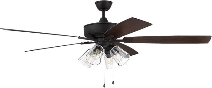 Craftmade S104ESP5-60ESPWLN Super Pro 60" Ceiling Fan with LED Lights & Pull Chain, 5 Reversible Espresso/Walnut MDF Blades, Espresso