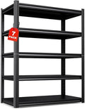 Set of 7 All Metal Garage Shelving - 2050 lbs 5 Tier Storage Shelves, Adjustable Heavy Duty Metal Shelving Unit and Storage Large Rack, Utility Steel Shelf for Warehouse Industrial Pantry, 71"x46"x20"