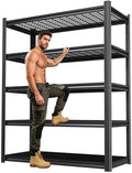 Storage Shelves,Garage Shelving,Adjustable Heavy Duty Shelving Unit,5T Tall Garage Shelves，Metal Standing Shelf Units,Utility Rack for Kitchen Warehouse Industrial Basement 71.2 * 35.4 * 15.7