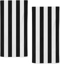 Black and White Striped Towels Highly Absorbent Stripe Bath Towels Set of 2