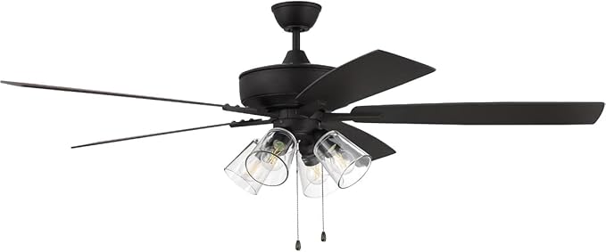 Craftmade S104ESP5-60ESPWLN Super Pro 60" Ceiling Fan with LED Lights & Pull Chain, 5 Reversible Espresso/Walnut MDF Blades, Espresso