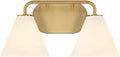 Savoy House 8-2988-2-322 Blair White Strie Glass Bathroom Conical Bathroom Vanity Light, 2-Light 120 Total Watts, 8'' H x 16'' W, Warm Brass