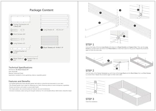 8x2x2FT Black Metal Raised Garden Bed Kit, Galvanized Outdoor Planter Box for Vegetables, Flowers, Herbs, Succulents and More