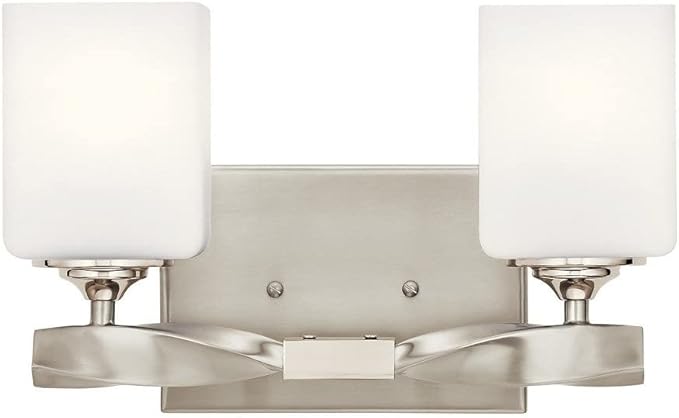 Kichler Marette 13.5" 2 Light Vanity Light with Satin Etched Cased Opal Glass in Black
