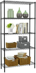 PayLessHere | 5-Tier Wire Shelf | 36"x14"x72" | Black | Adjustable Racks | Heavy-Duty Storage Shelves, Holds Upto 1250 lbs | Rust-Resistant, No-Tool Assembly | for Home, Garage Shelving